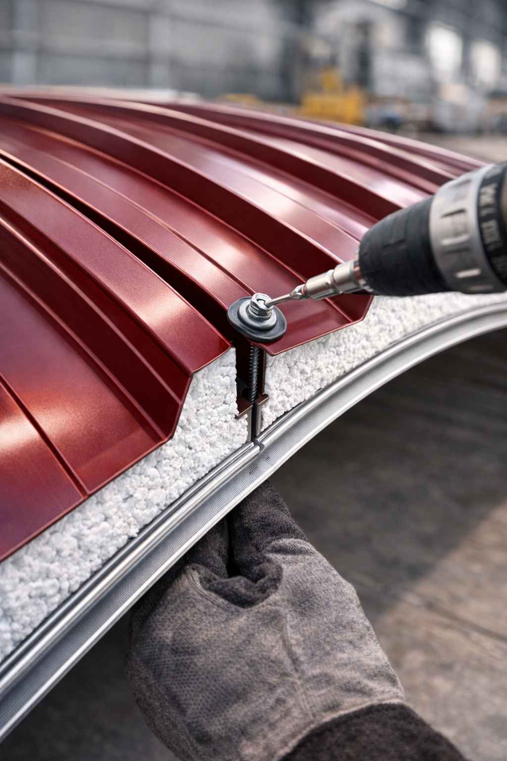 Монтаж арочных сэндвич-панелей